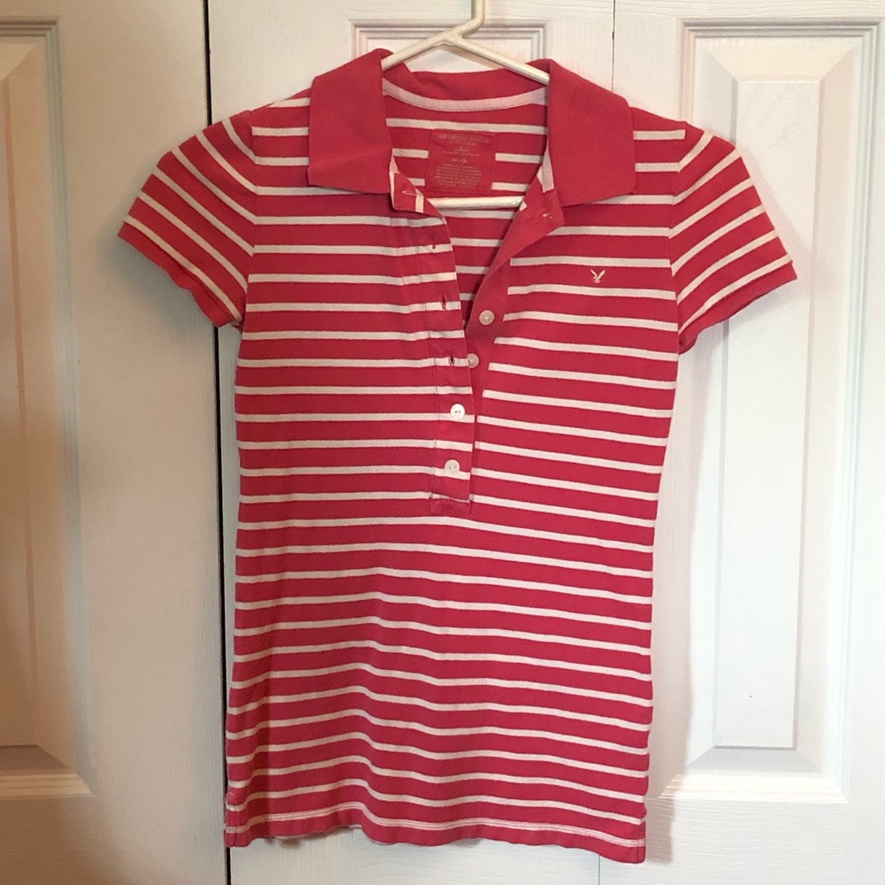 Salmon/White American Eagle Polo